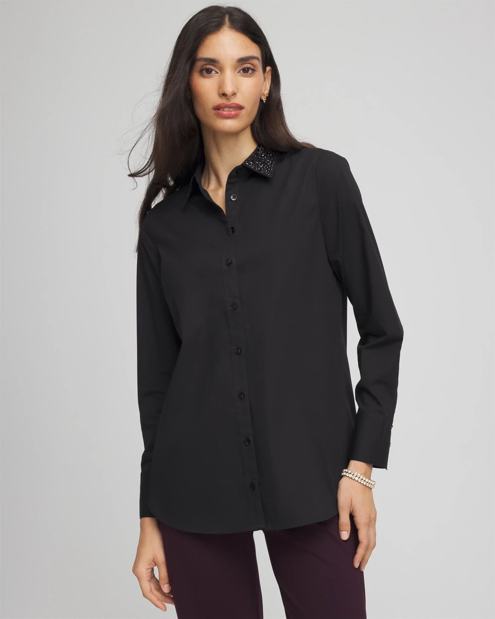 Tonal Jewels Poplin Shirt | Chico's